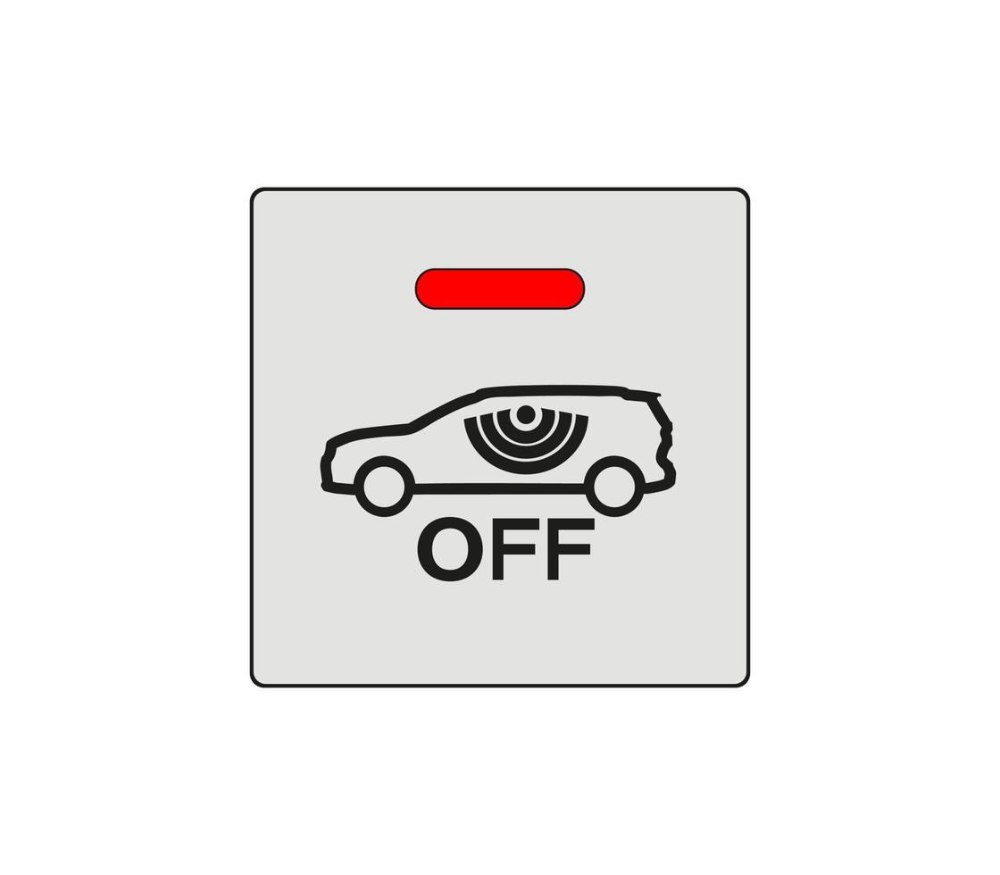 Keyless entry system sign. The car's security system key is disabled. Modern car sketch drawing. Editable line icon. vector