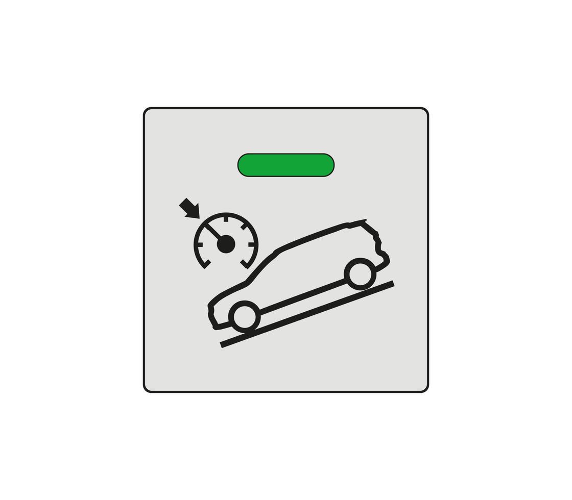 botón de señal del sistema de control de tendencias. señal de control del sistema de tracción del automóvil. dibujo de boceto de coche moderno. icono de línea editable. vector