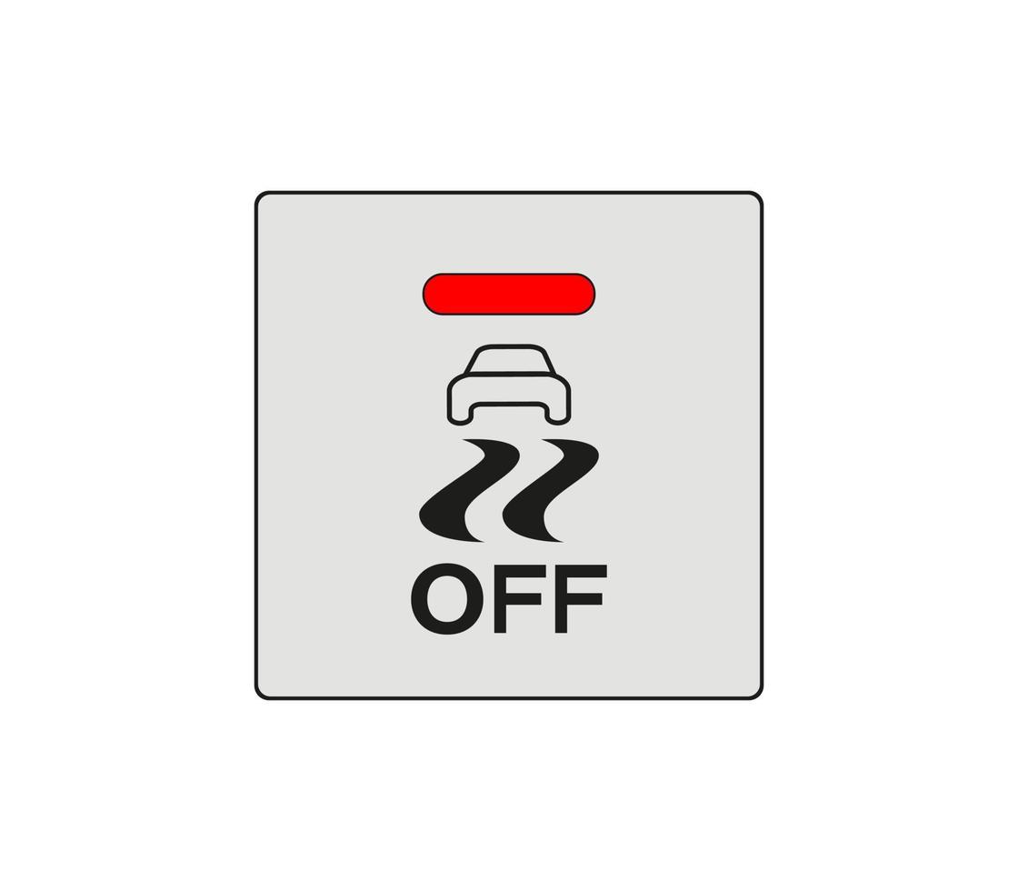 The electronic stability program button is switched off. Turning off the balance system. Modern car sketch drawing. Editable line icon. vector