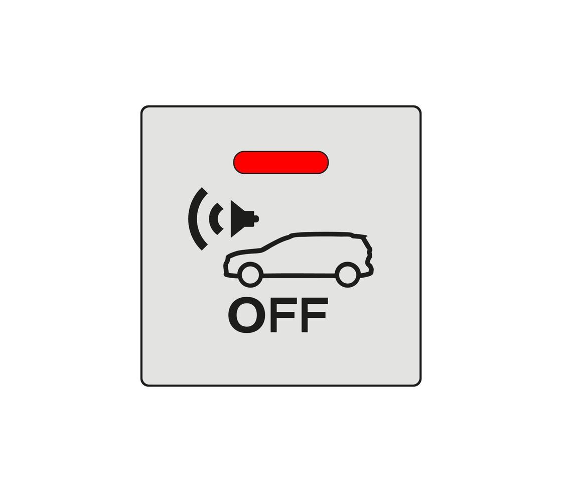 Vehicle mute button. Car horn off button. Modern car sketch drawing. Editable line icon. vector