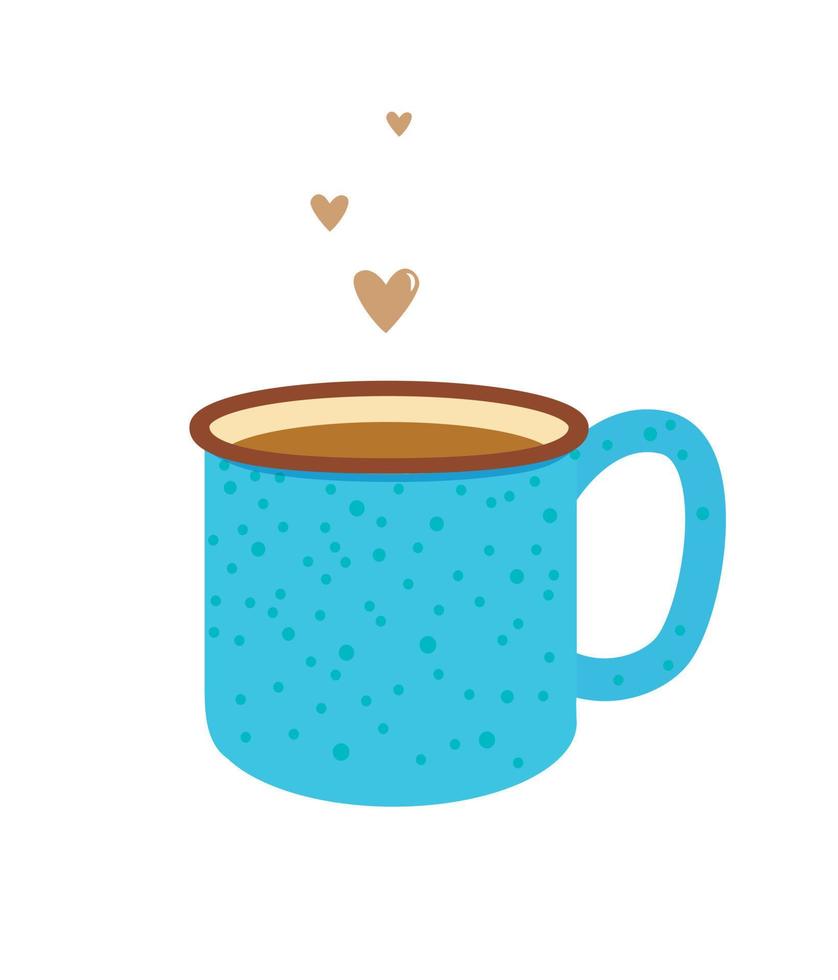 large enamel teacup with turquoise coffee. vector