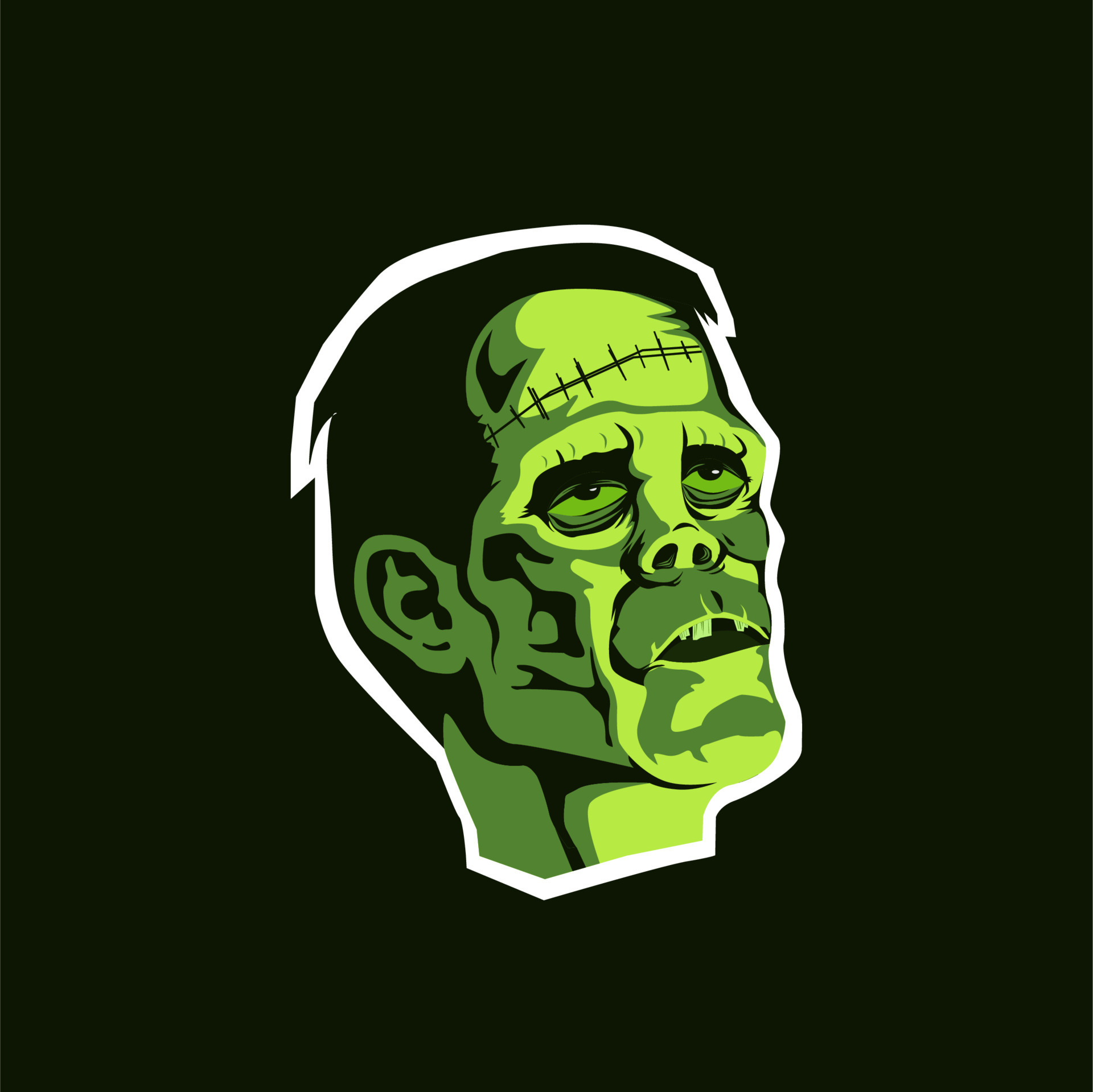 vector image of frankenstein monster head sticker background 12786383