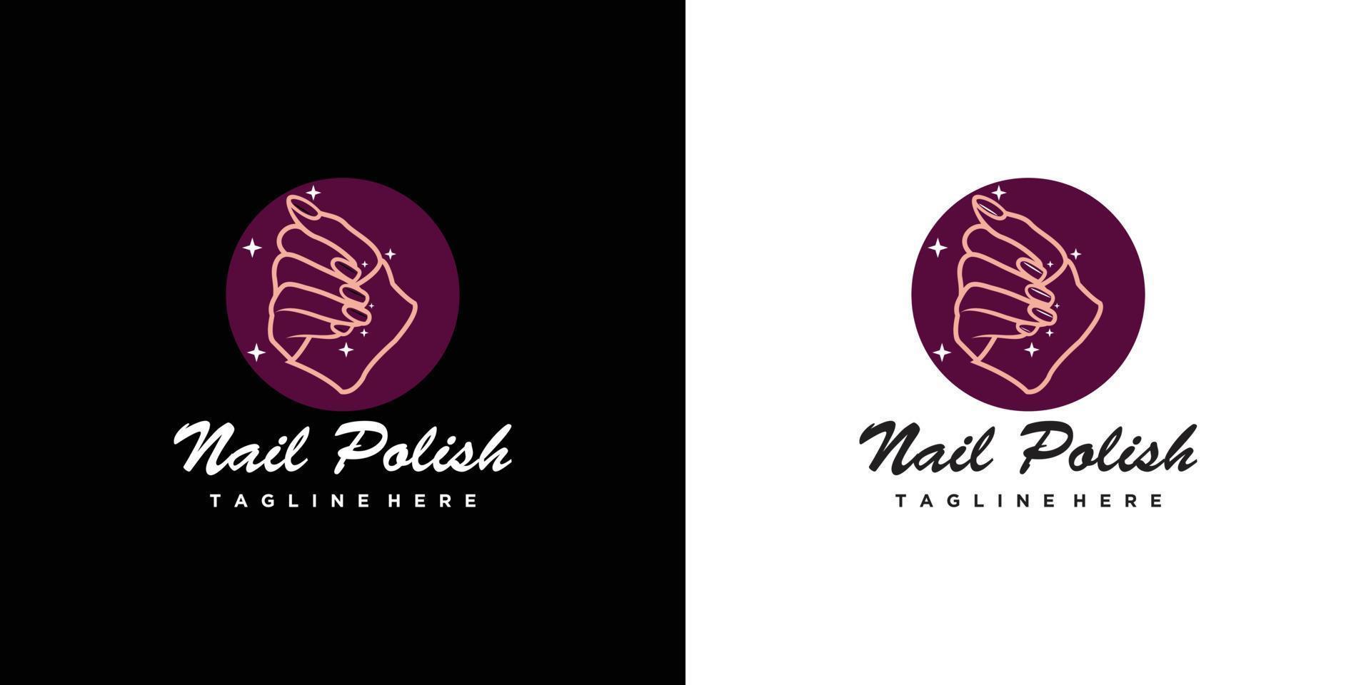 diseño de logotipo de icono de salón de uñas diseño de vector de manicura esmalte de uñas y logotipo de dedo femenino vector premium
