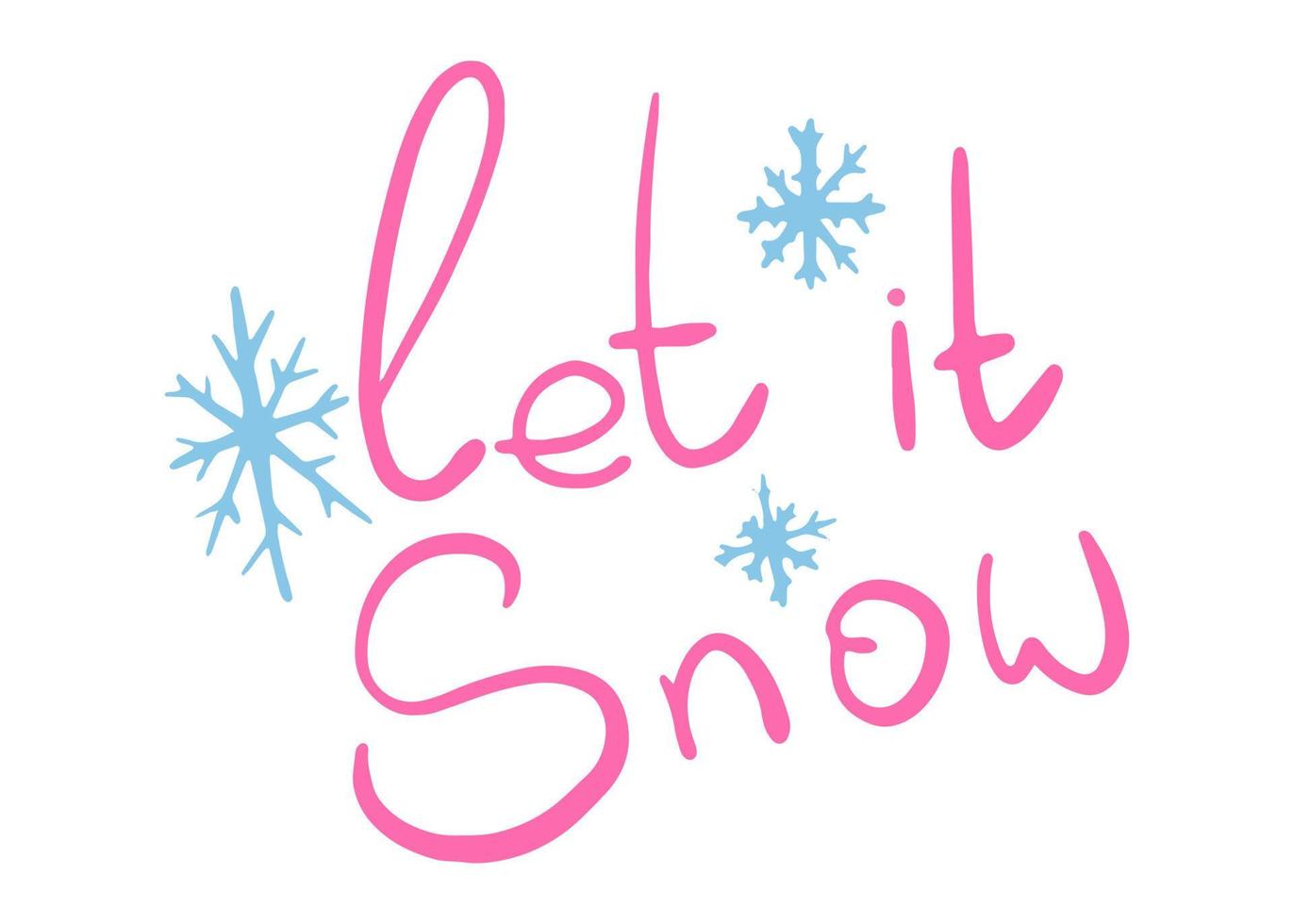 Christmas letering Let it snow. Flat pink vector illustration isolate on a white background.