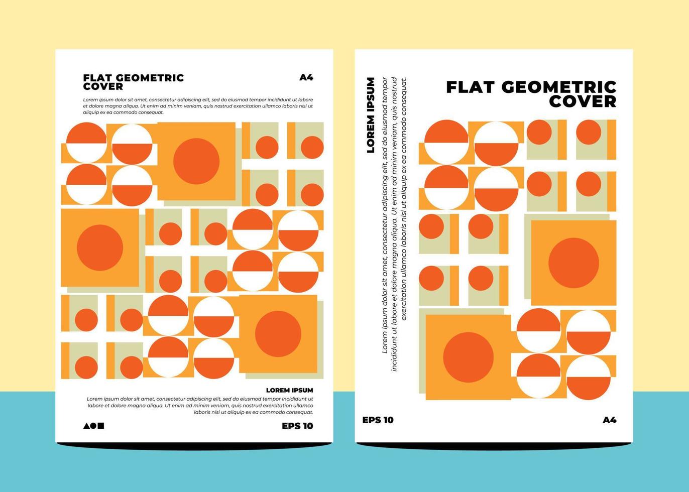 Flat geometric covers for annual report flyer book cover template layout in a4 size vector