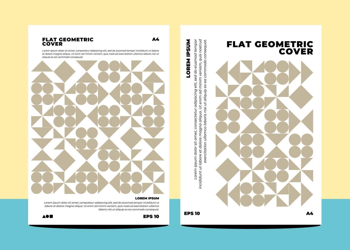 Flat geometric covers for annual report flyer book cover template layout in a4 size vector