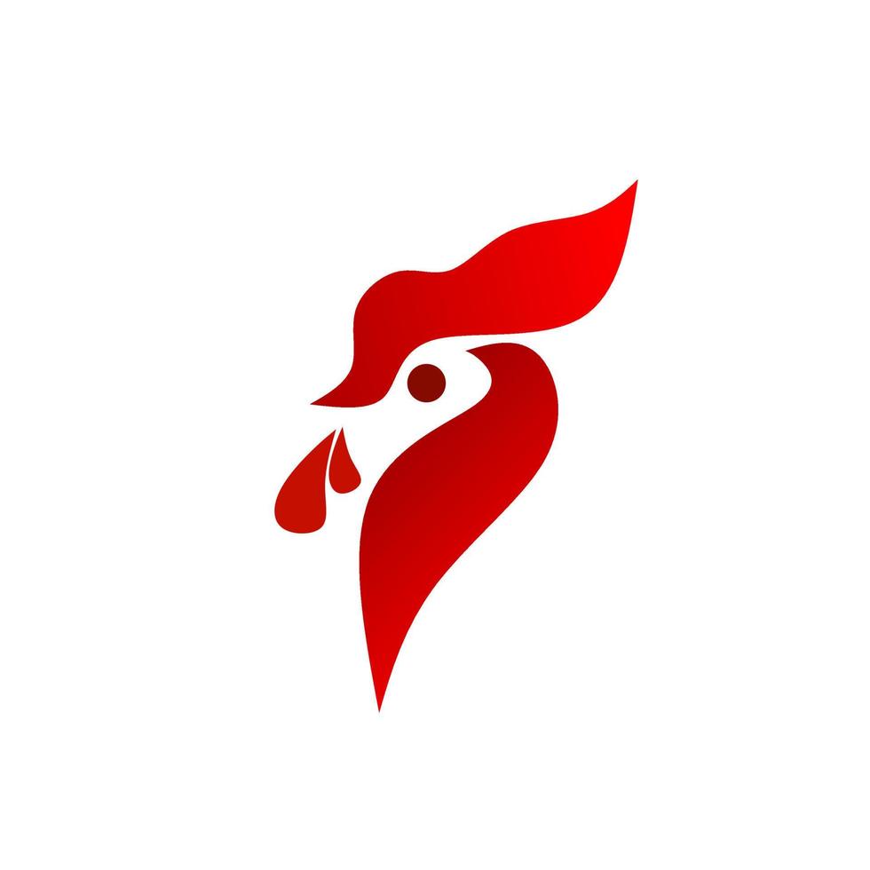 logotipo abstracto cabeza gallos color rojo vector