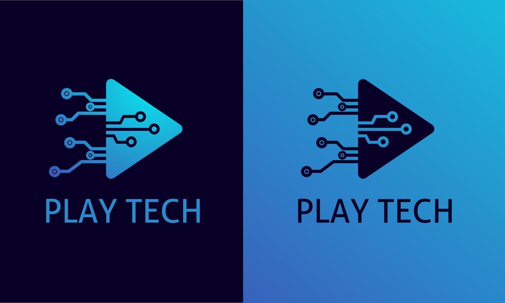 Illustration vector graphic of template logo play tech