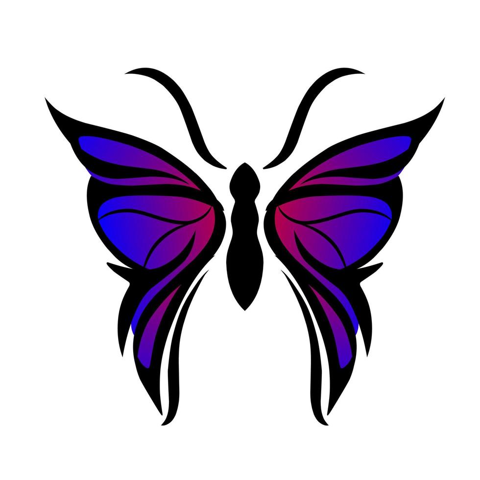 ilustración vectorial gráfico de arte tribal tatuaje mariposa color degradado vector