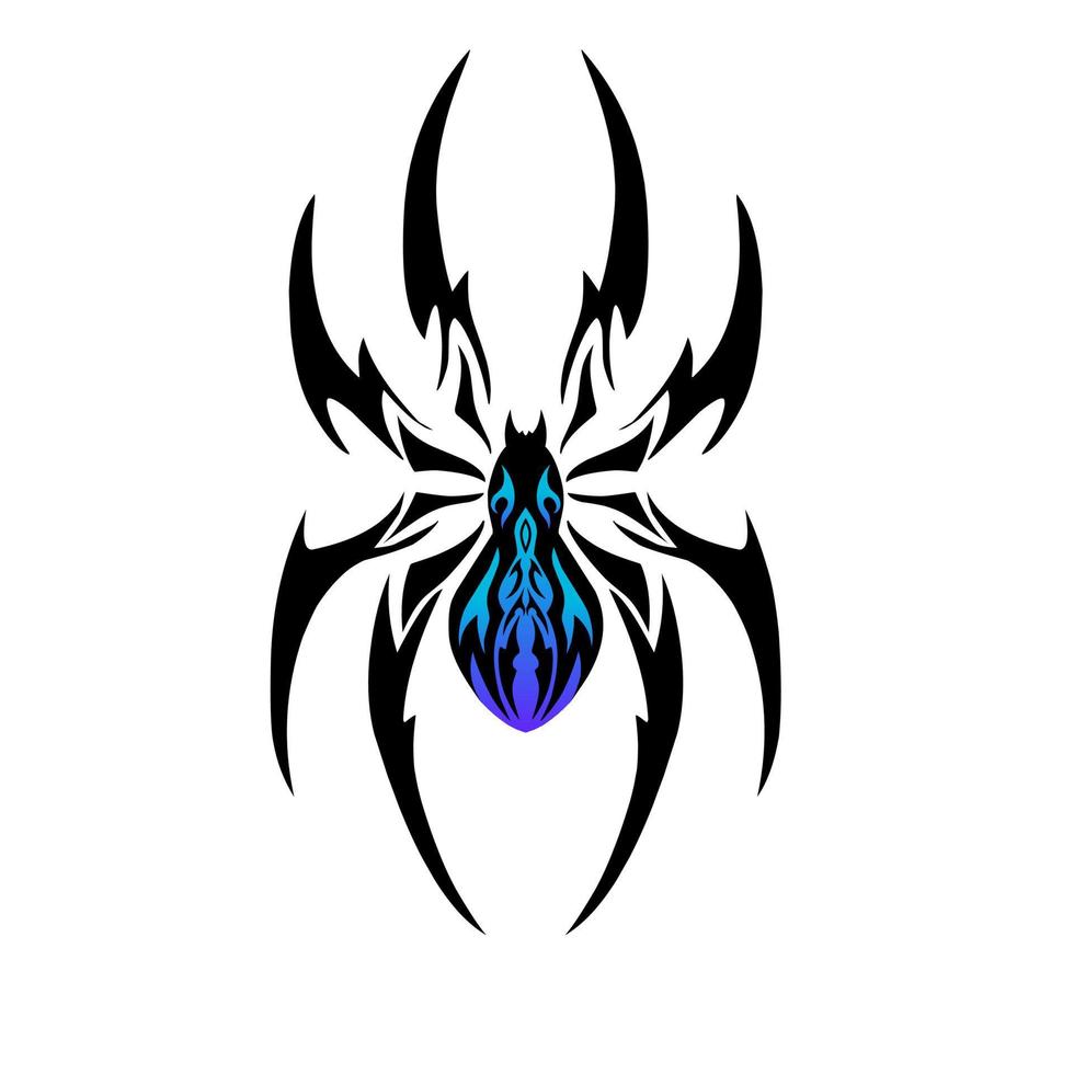 ilustración vectorial gráfico de arte tribal tatuaje araña color degradado vector