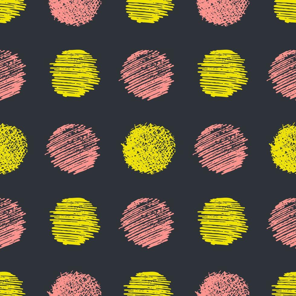 Seamless pattern with hand drawn scribble smear circle. Abstract grunge texture. Vector illustration