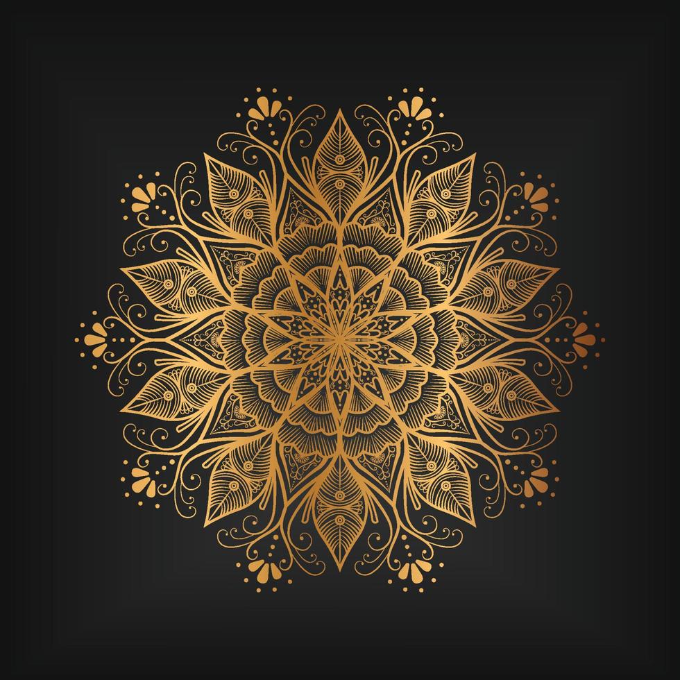 fondo de mandala de lujo con patrón floral en color dorado vector