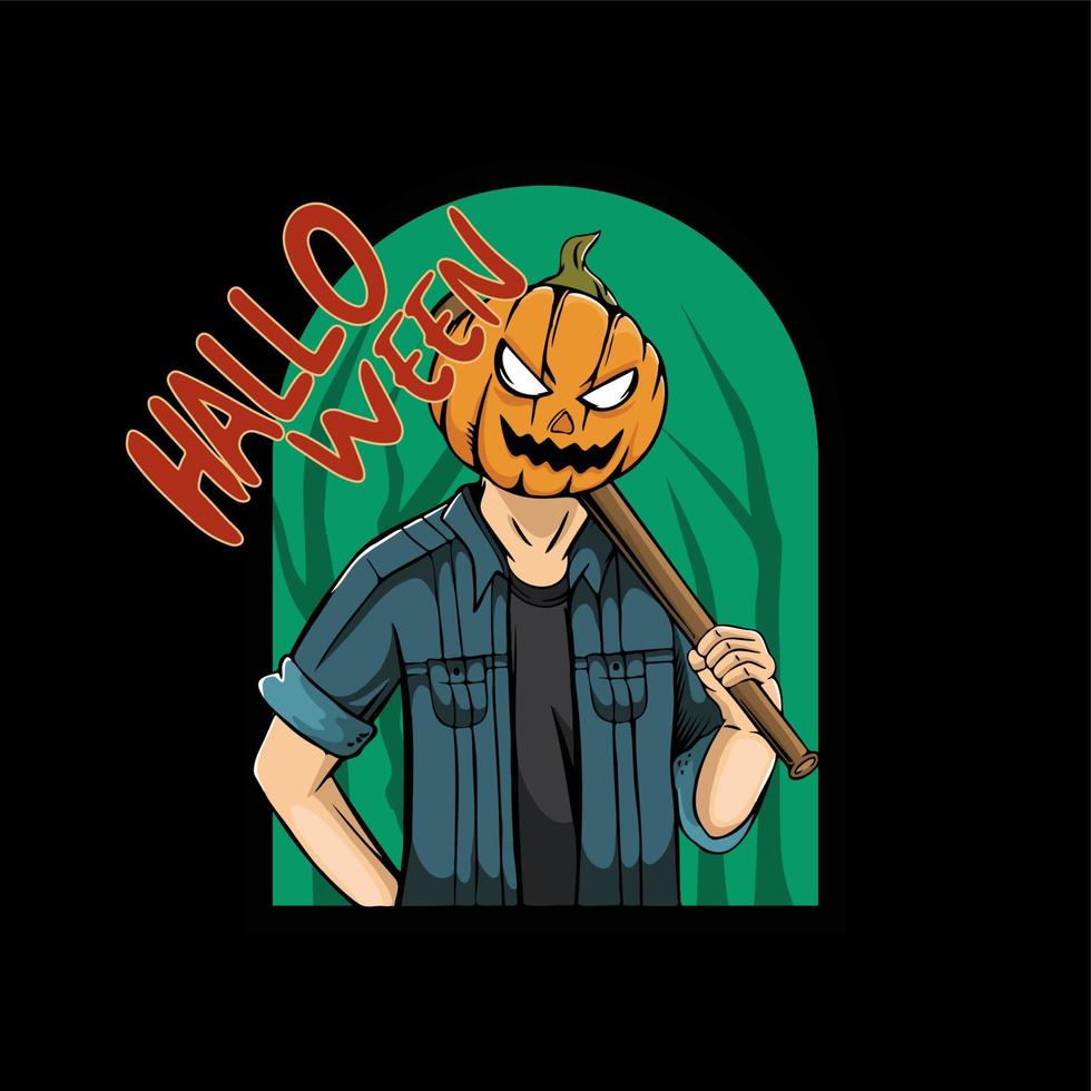 halloween pumpkin isolated dark background vector