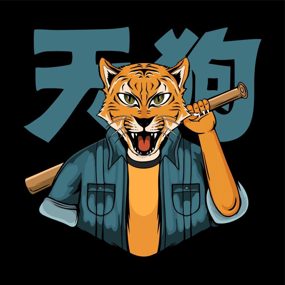 cat gangster isolated dark background vector