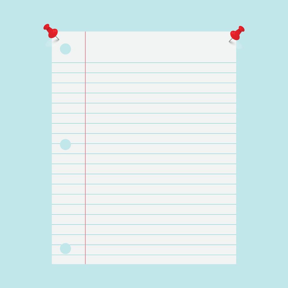 Ruled paper note tacked up on a wall vector illustration background graphic