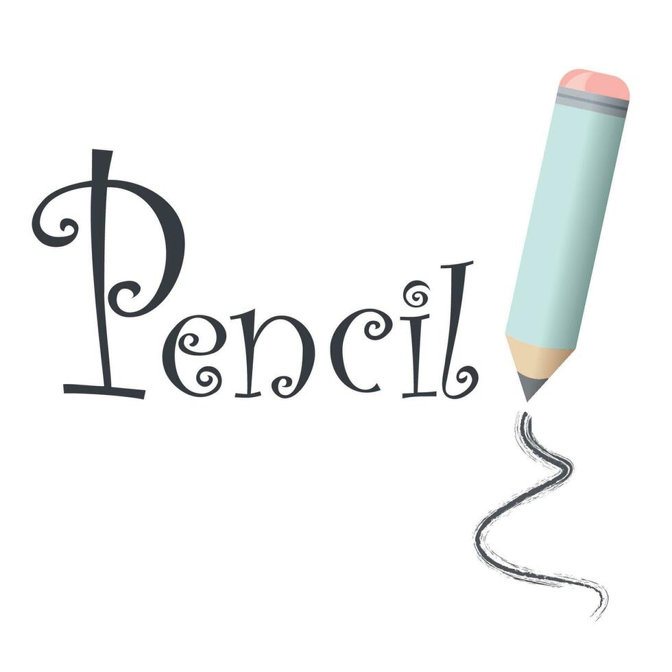 Pencil with eraser vector illustration graphic