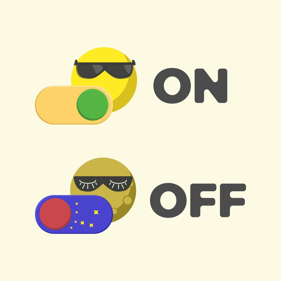 Illustration of Indication ON and OFF notice with funny illustration vector. vector