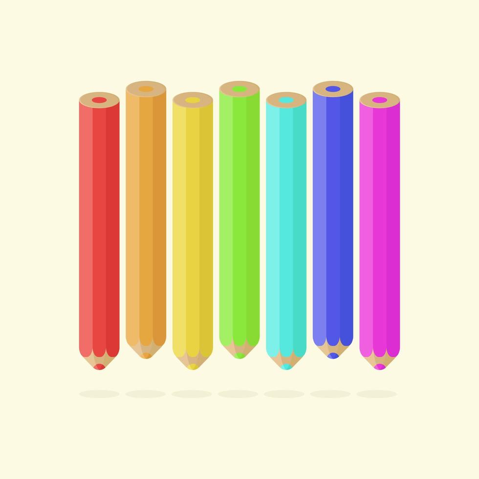 Rainbow School, Colored pencil vector, drawing with pencil material. vector