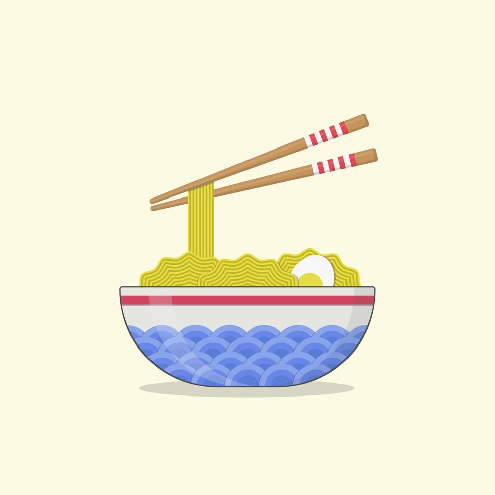 fideos ramen, vector de ilustración de dibujos animados de comida japonesa.