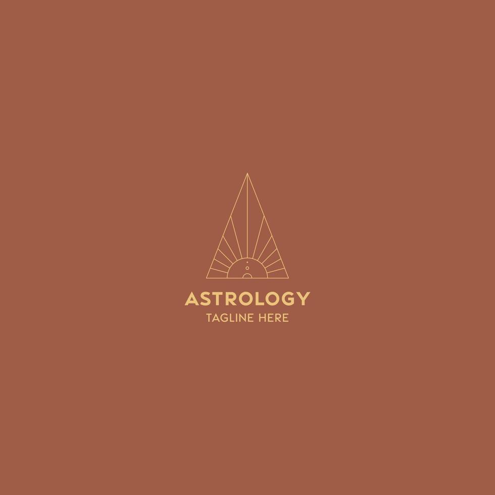 Astrology logo design template. Geometric logo design with celestial line art. Vector illustration.