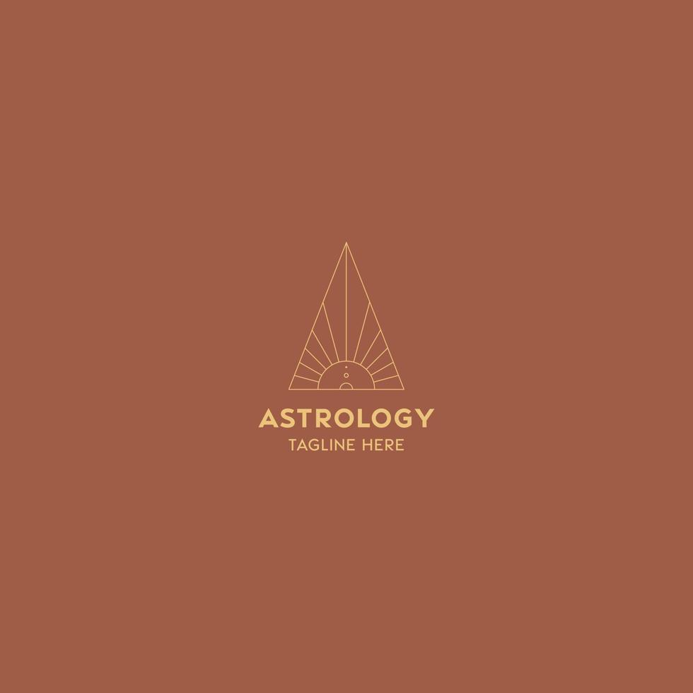 Astrology logo design template. Geometric logo design with celestial line art. Vector illustration.