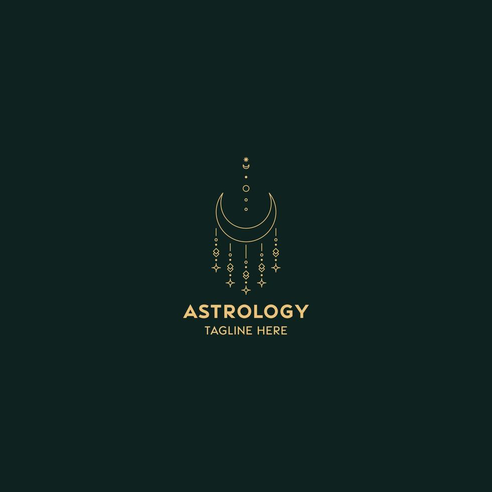 Astrology logo design template. Geometric logo design with celestial line art. Vector illustration.