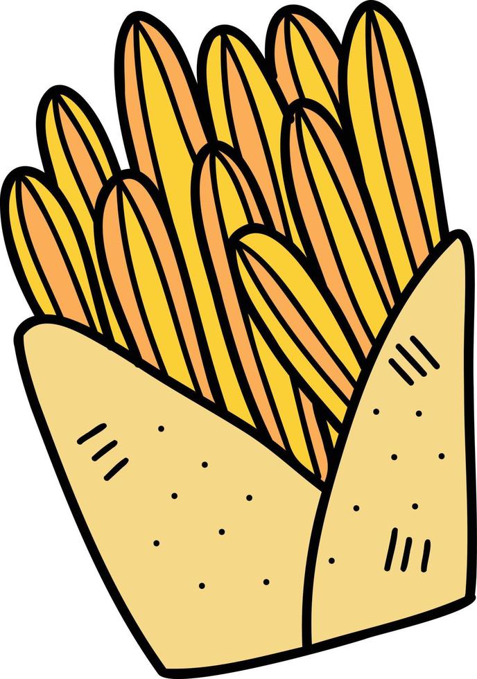 dibujado a mano ilustración de papas fritas vector