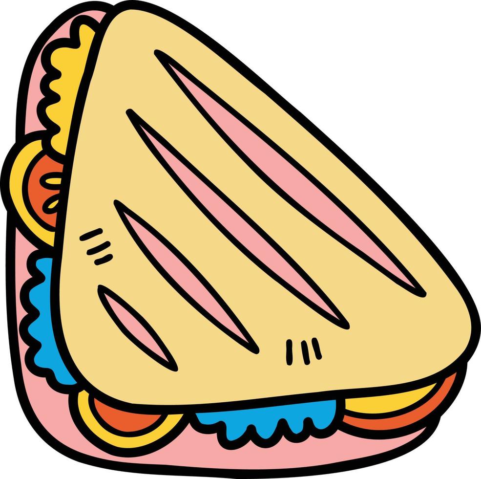 dibujado a mano deliciosa ilustración de sándwich vector