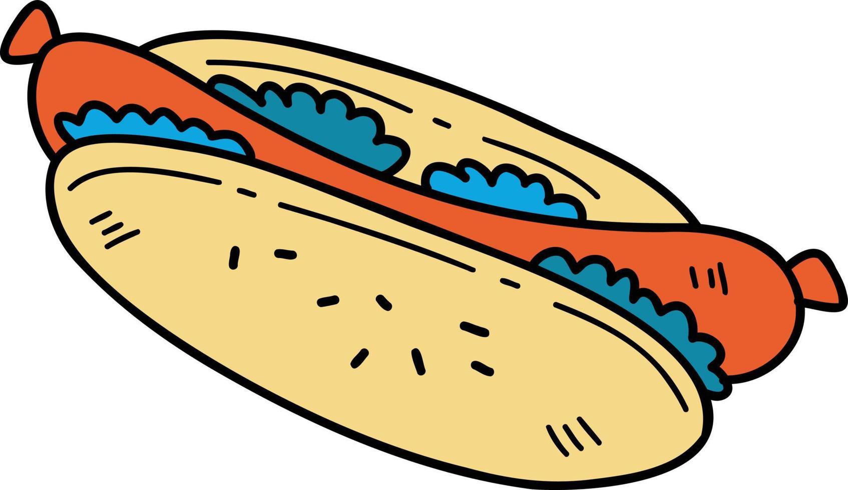 Hand Drawn delicious Hot Dog Bread illustration vector