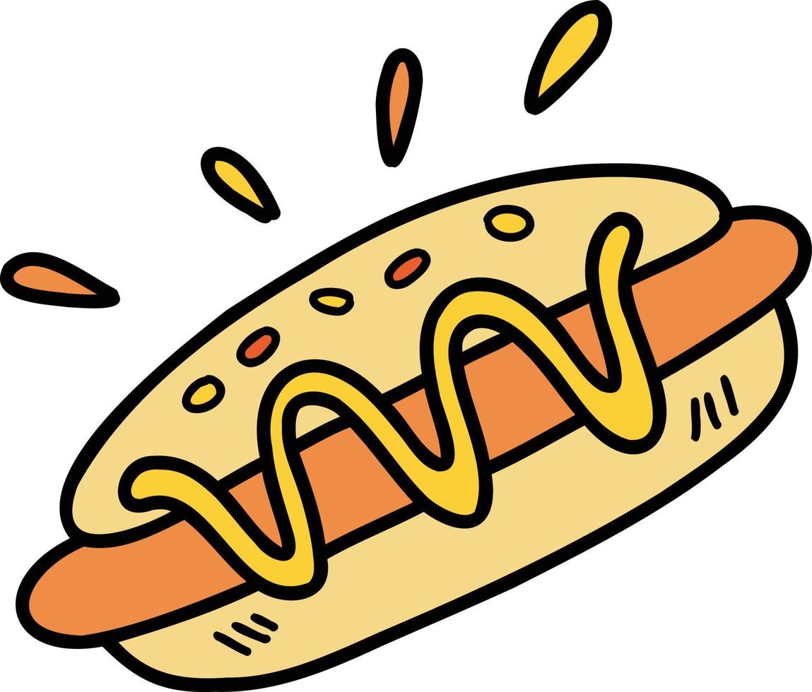 dibujado a mano deliciosa ilustración de pan de hot dog vector