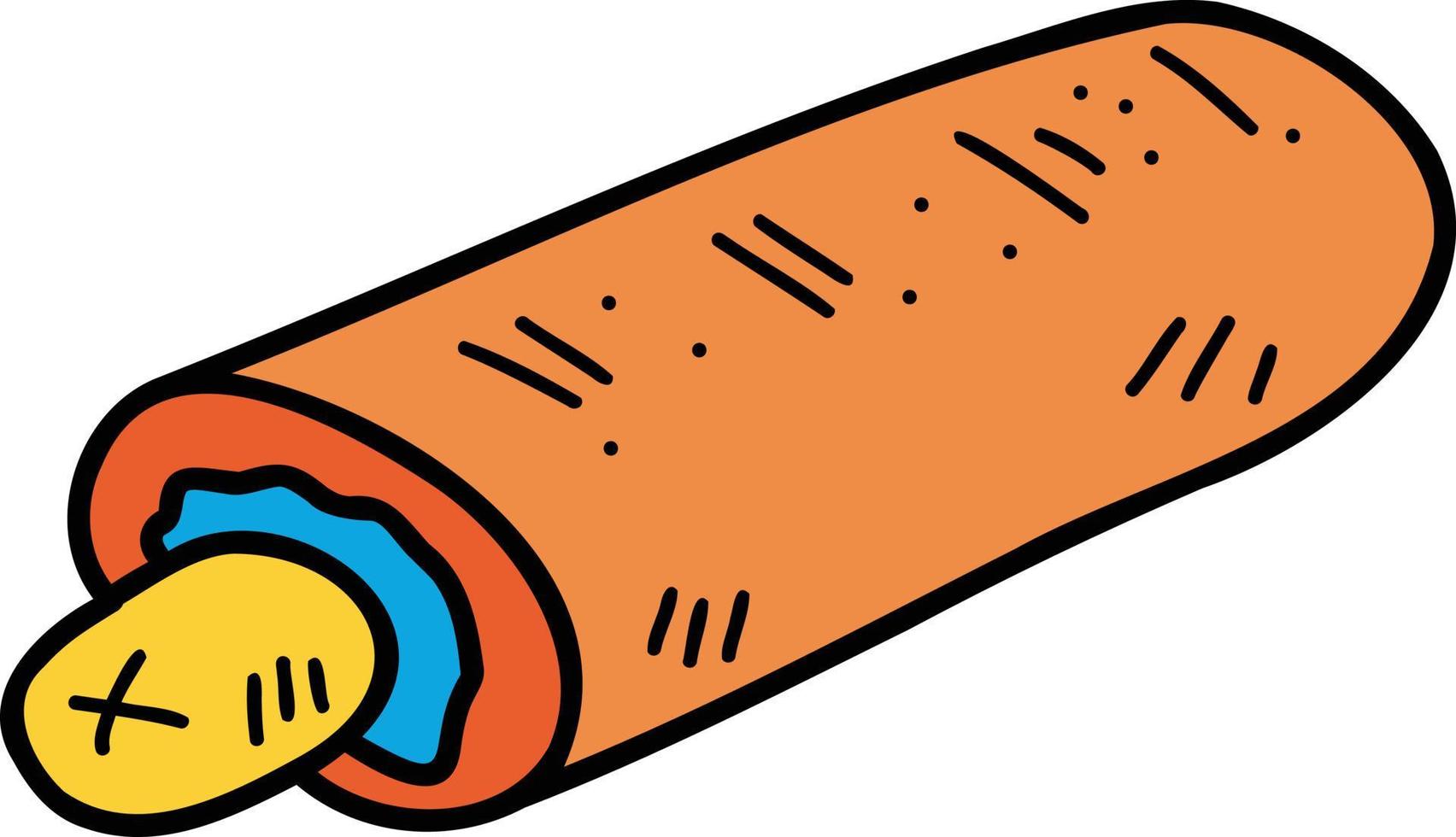 dibujado a mano deliciosa ilustración de pan de hot dog vector