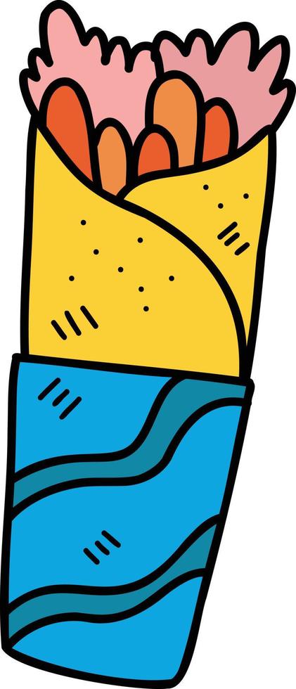 Hand Drawn delicious Burrito illustration vector
