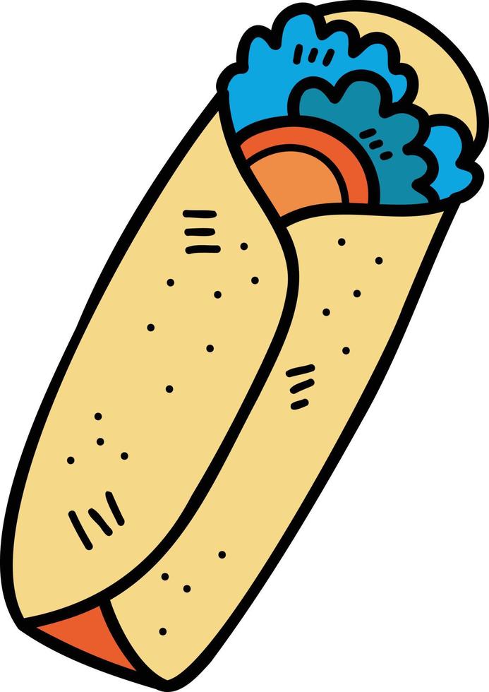 dibujado a mano delicioso burrito ilustración vector