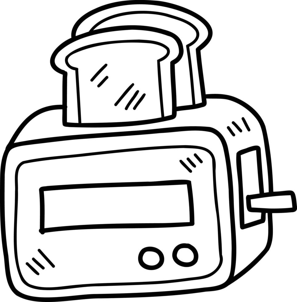 Hand Drawn Toaster and toast illustration vector