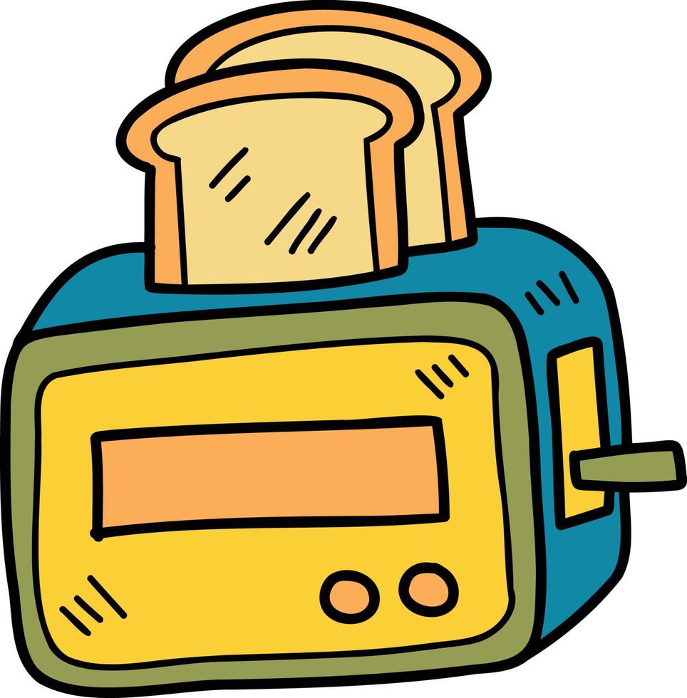Hand Drawn Toaster and toast illustration vector