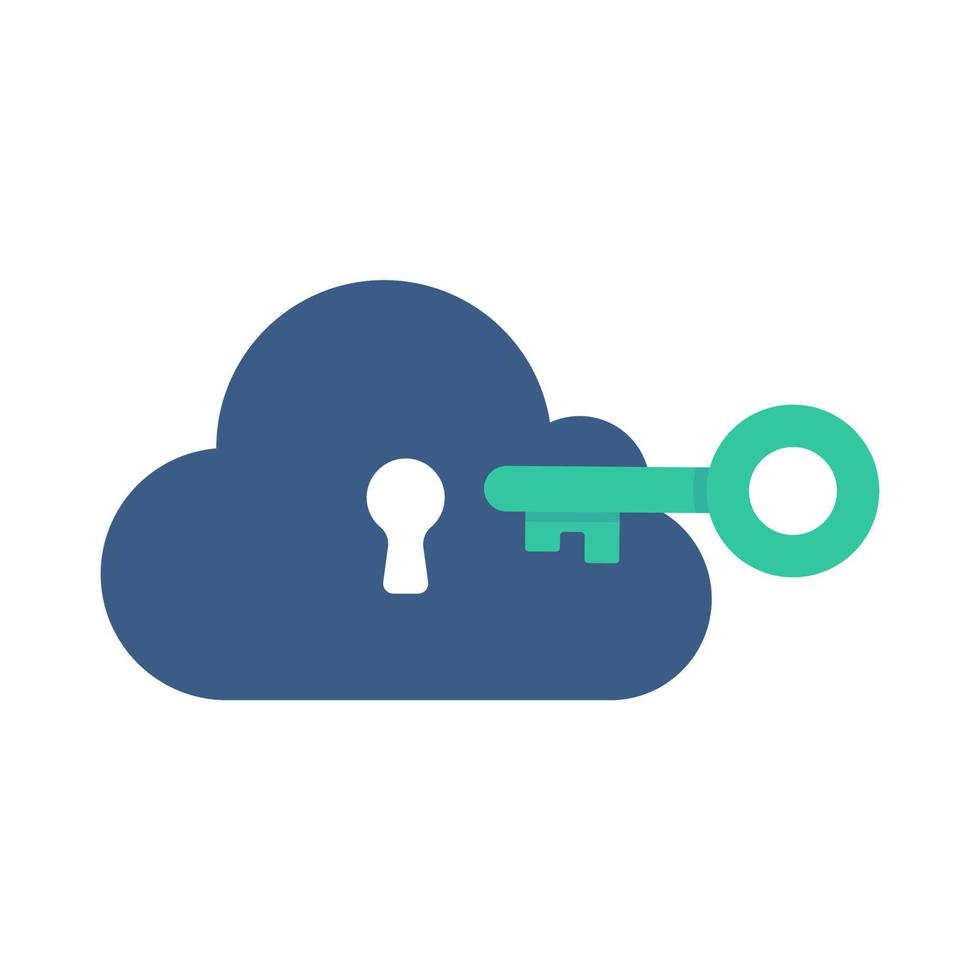 Cloud Computing. The padlock that locks the clouds. The concept of preventing data loss on the network. vector