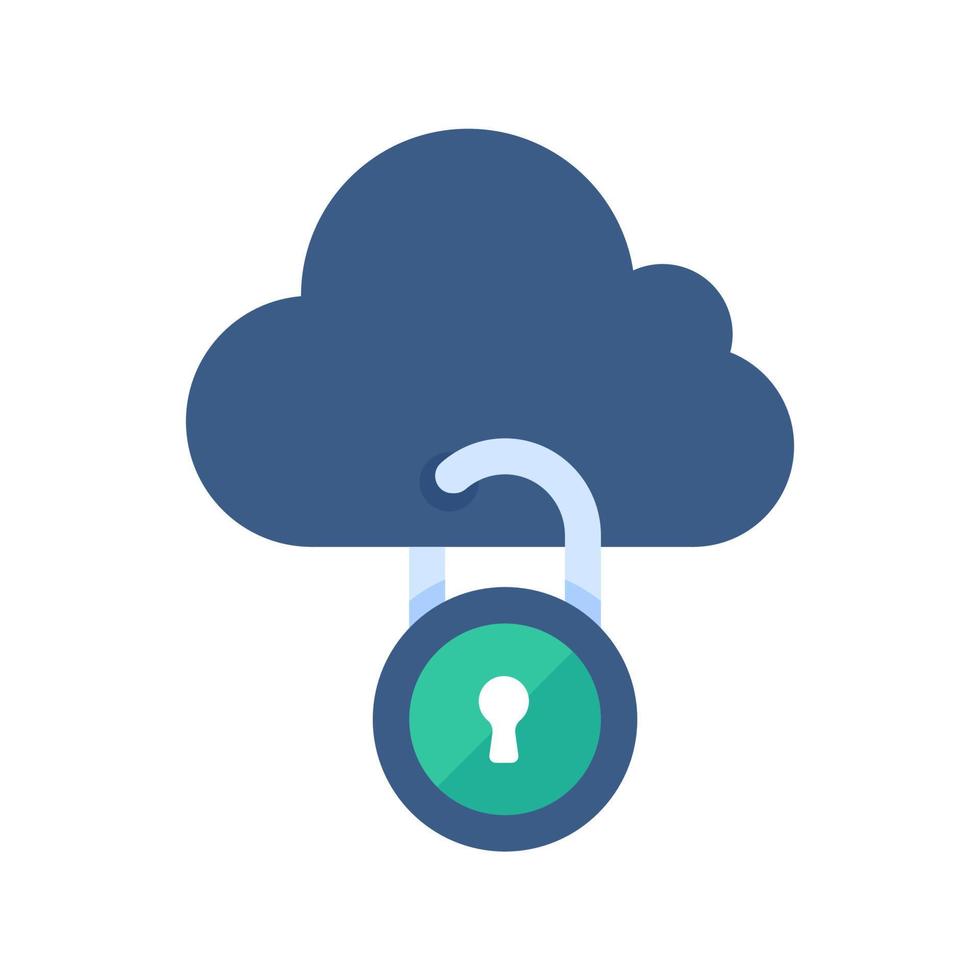 Cloud Computing. The padlock that locks the clouds. The concept of preventing data loss on the network. vector