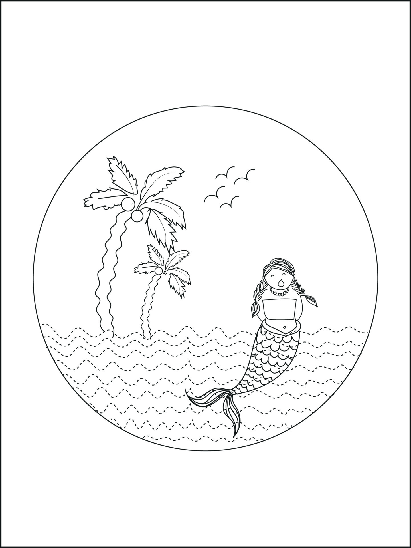 Free Vector  Cute coloring book with mermaid