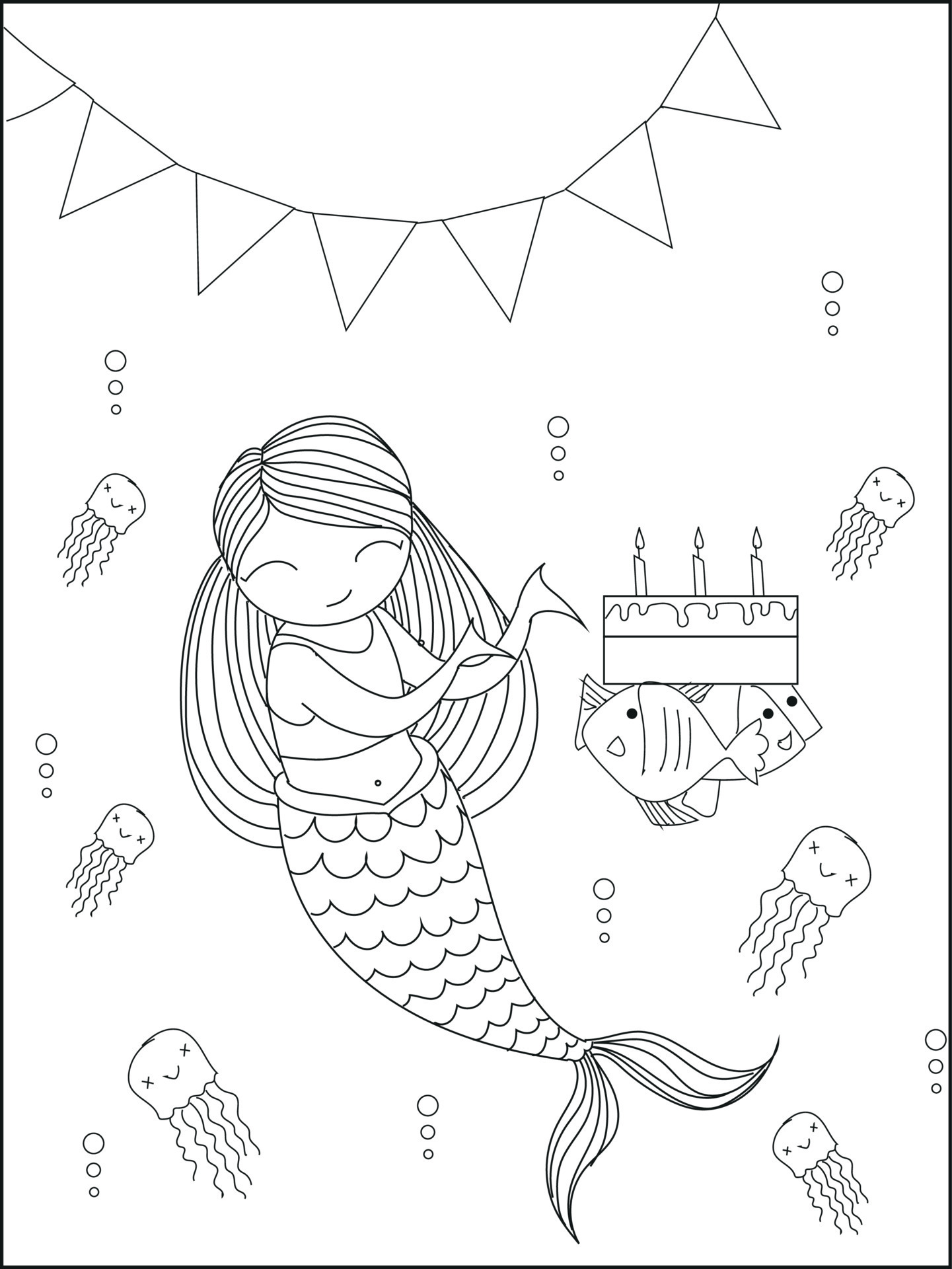 Free Vector  Cute coloring book with mermaid