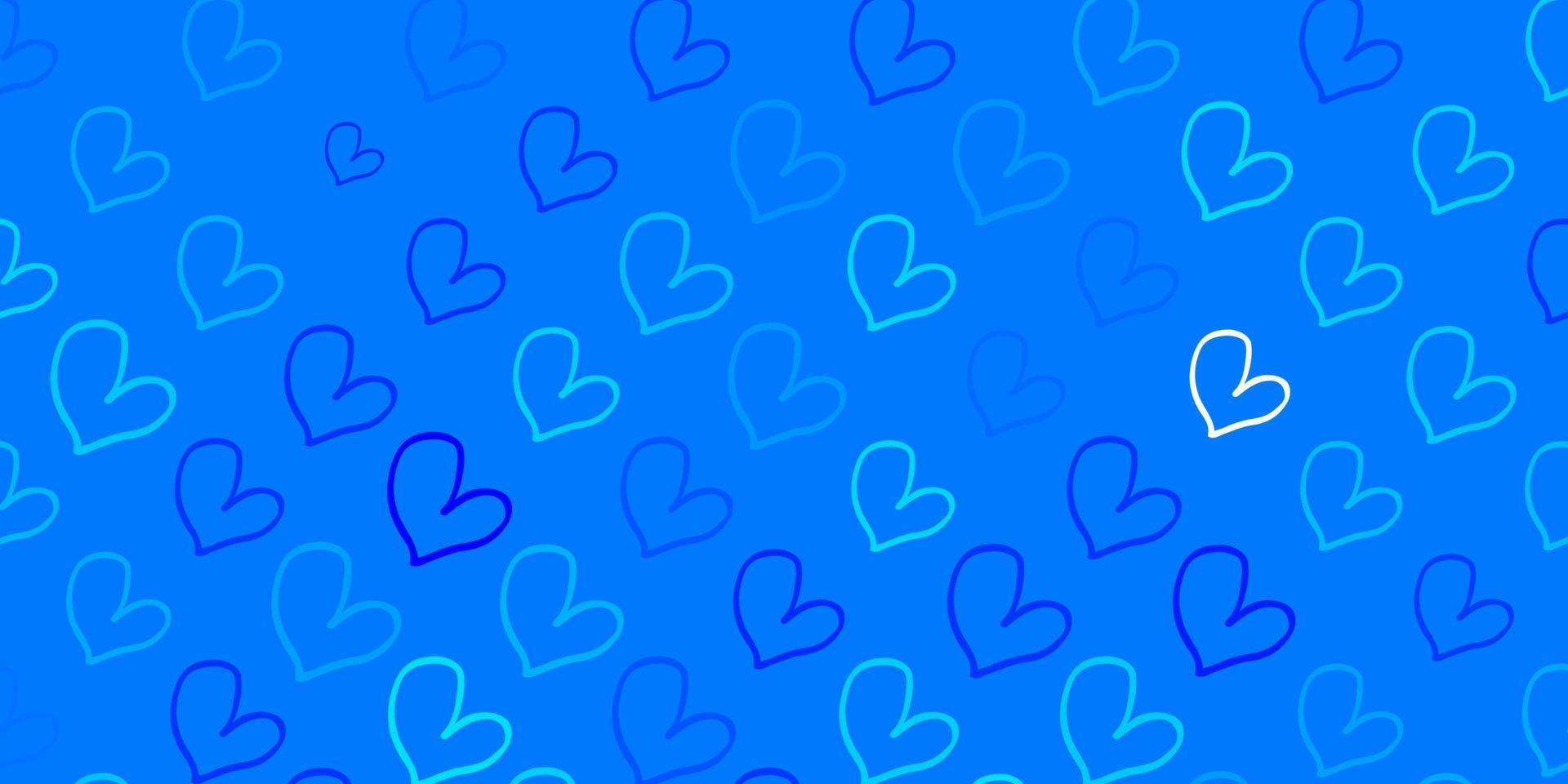 Light BLUE vector background with hearts.