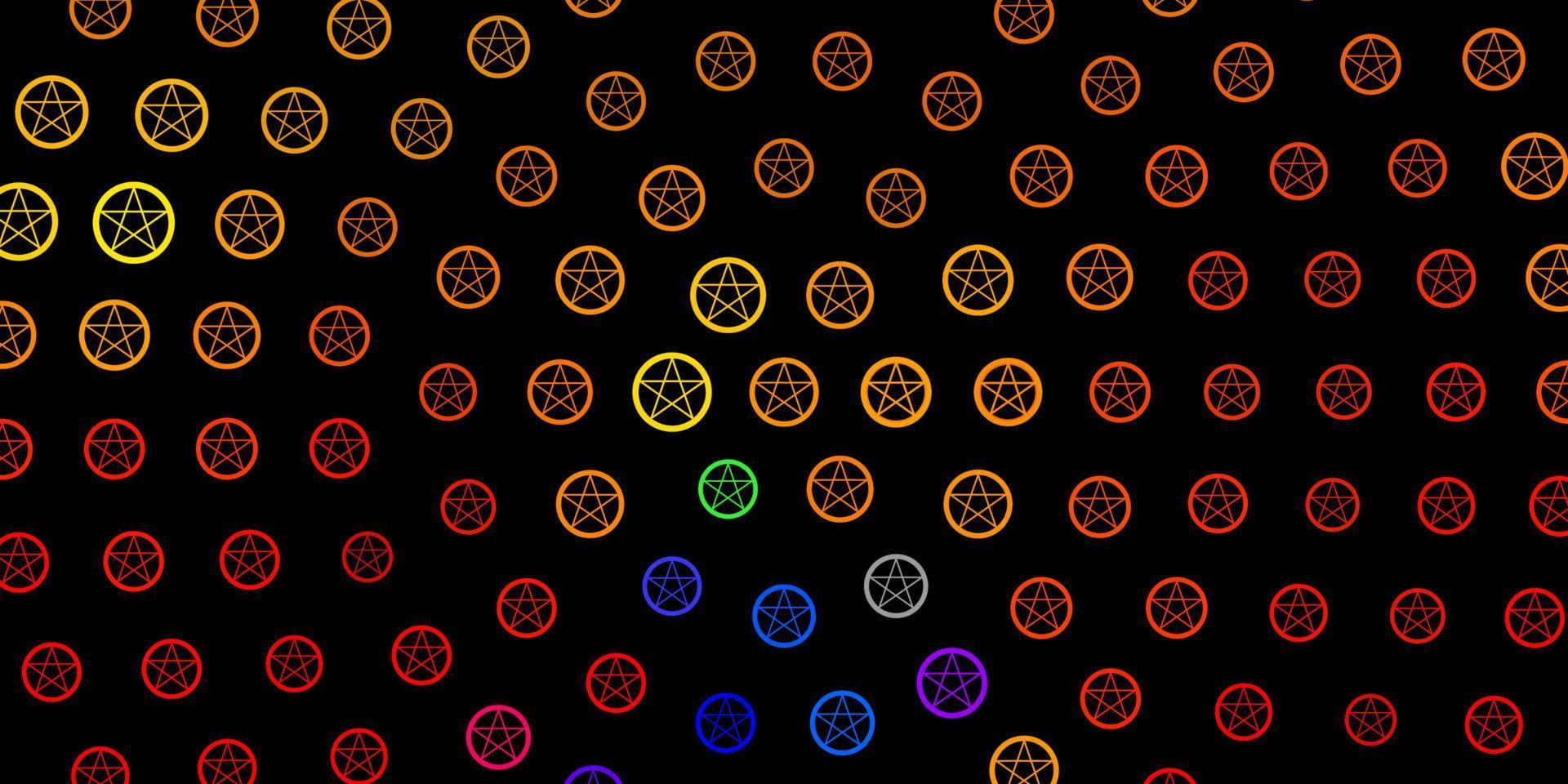 Dark Orange vector pattern with magic elements.