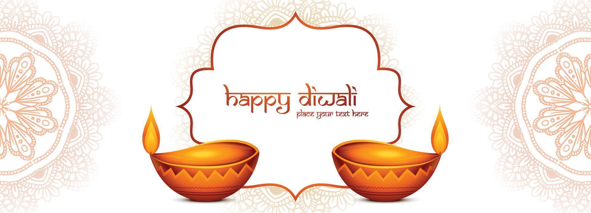 Happy diwali wishes banner with realistic diya celebration holiday ...