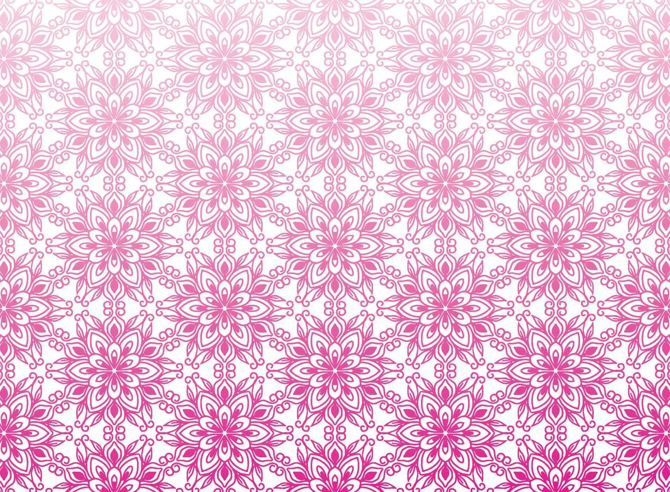 Ethnic decorative pink floral mandala pattern on white background vector