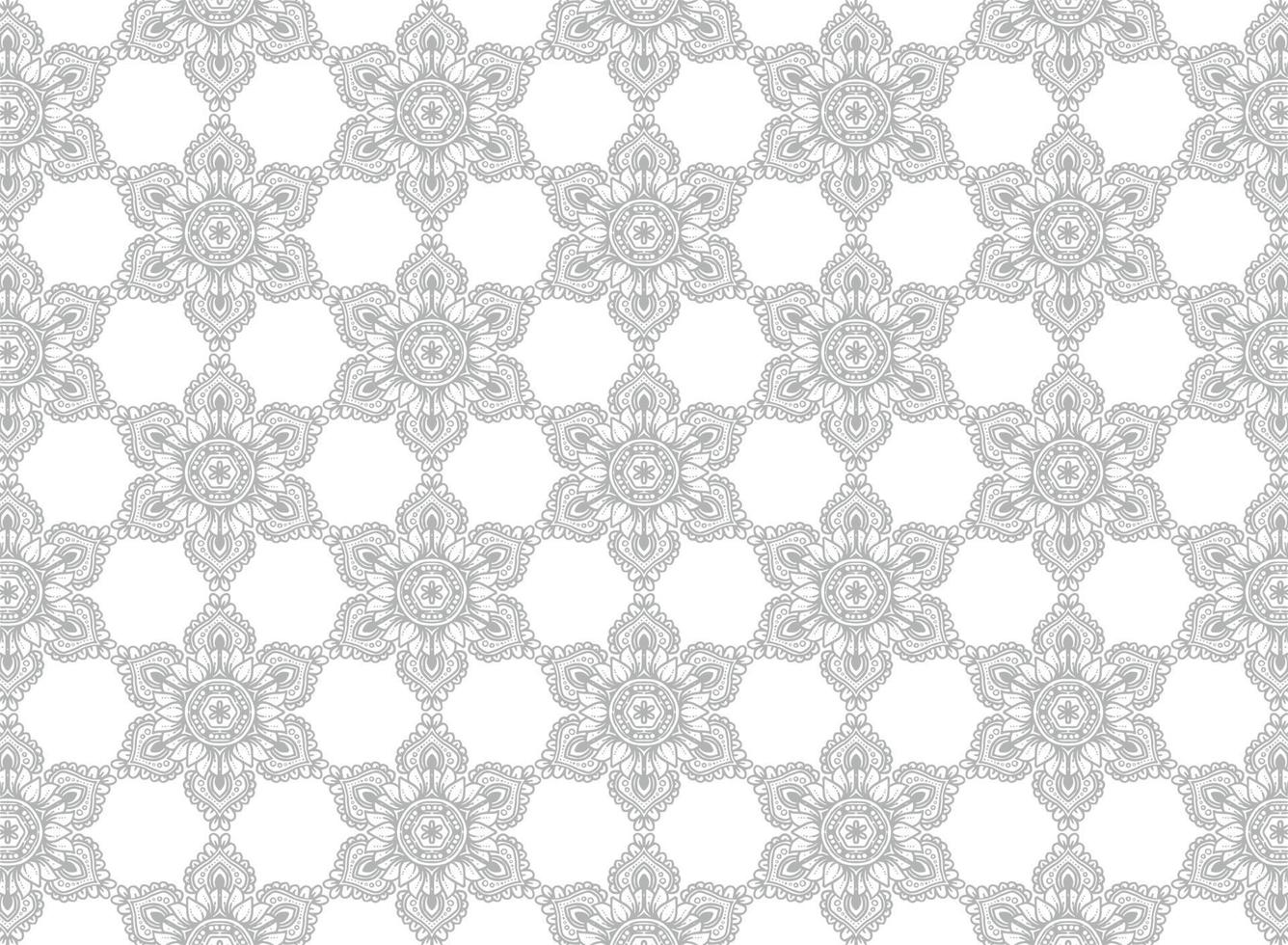 Ethnic decorative gray floral mandala pattern on white background vector