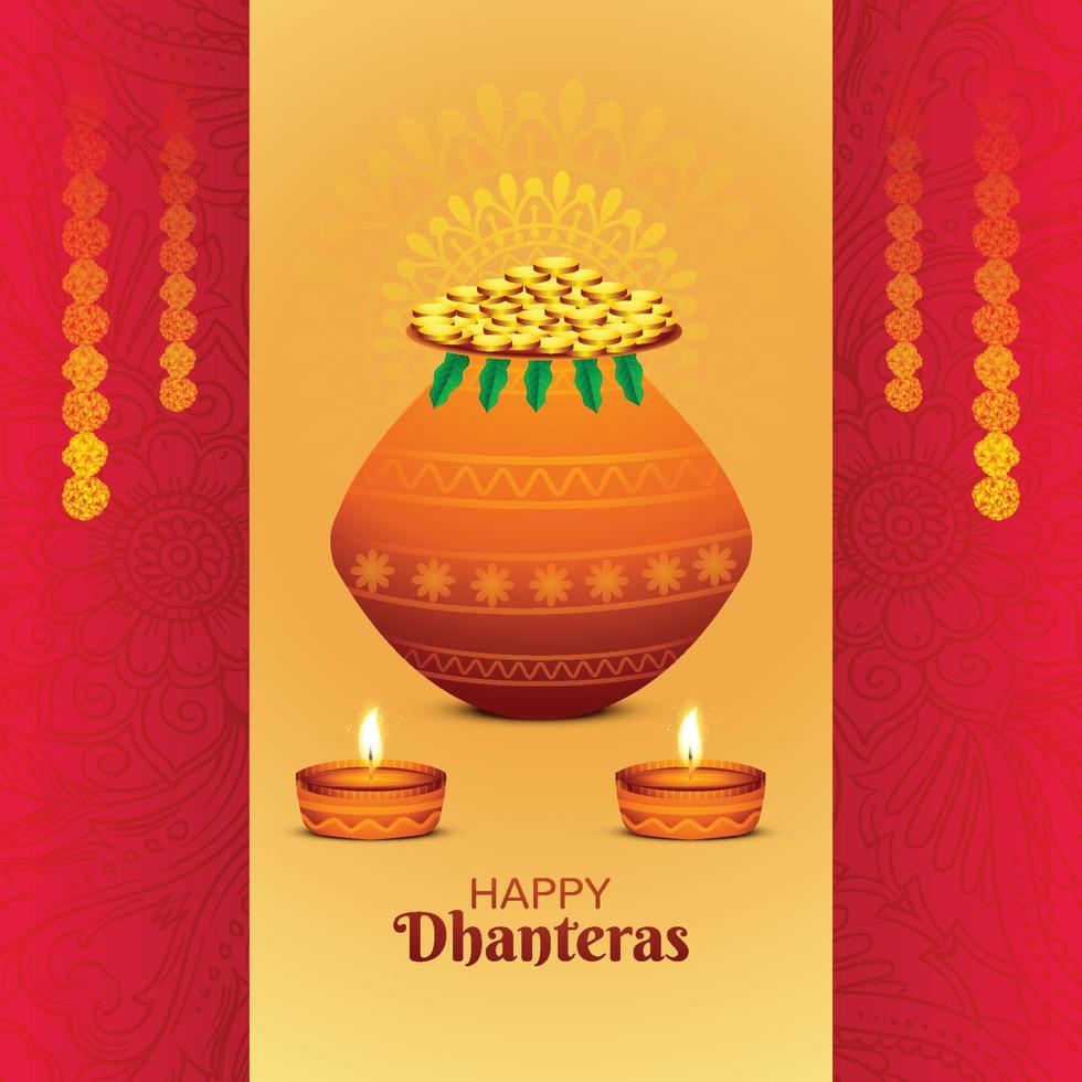 Happy dhanteras card festival background vector
