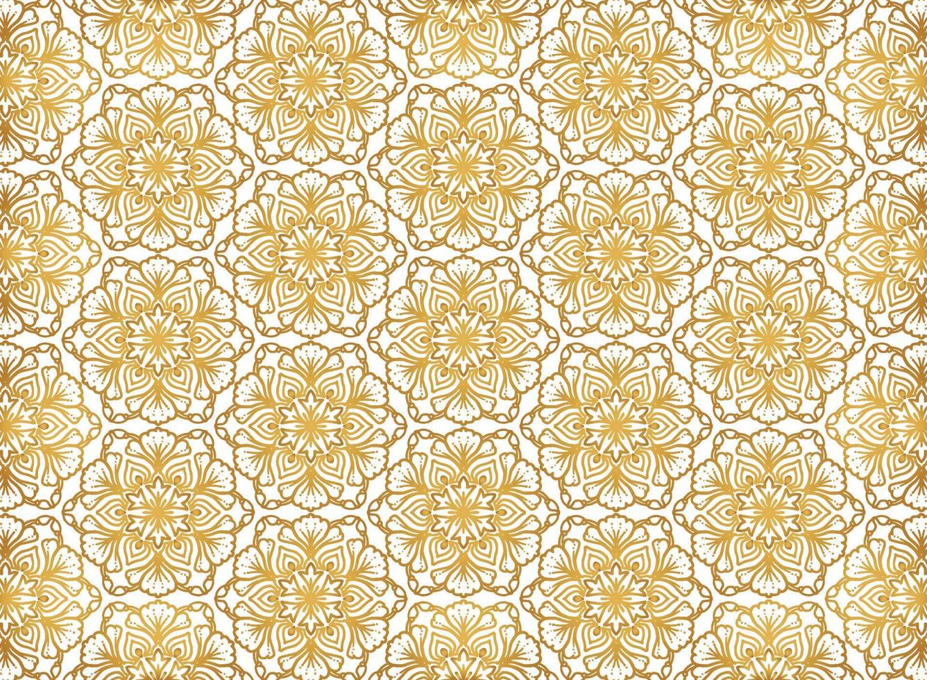 Abstract golden floral mandala pattern background vector