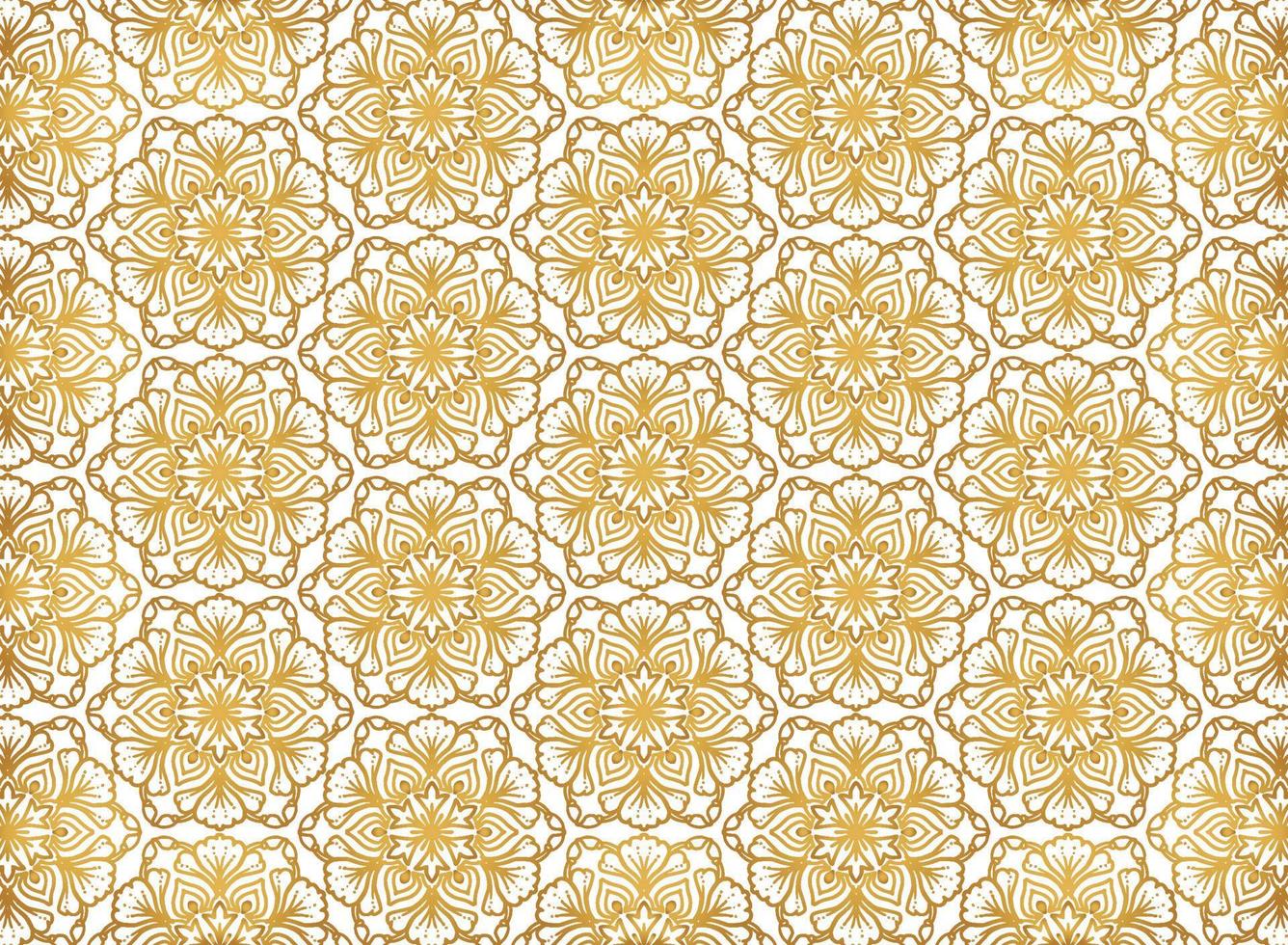 Abstract golden floral mandala pattern background vector