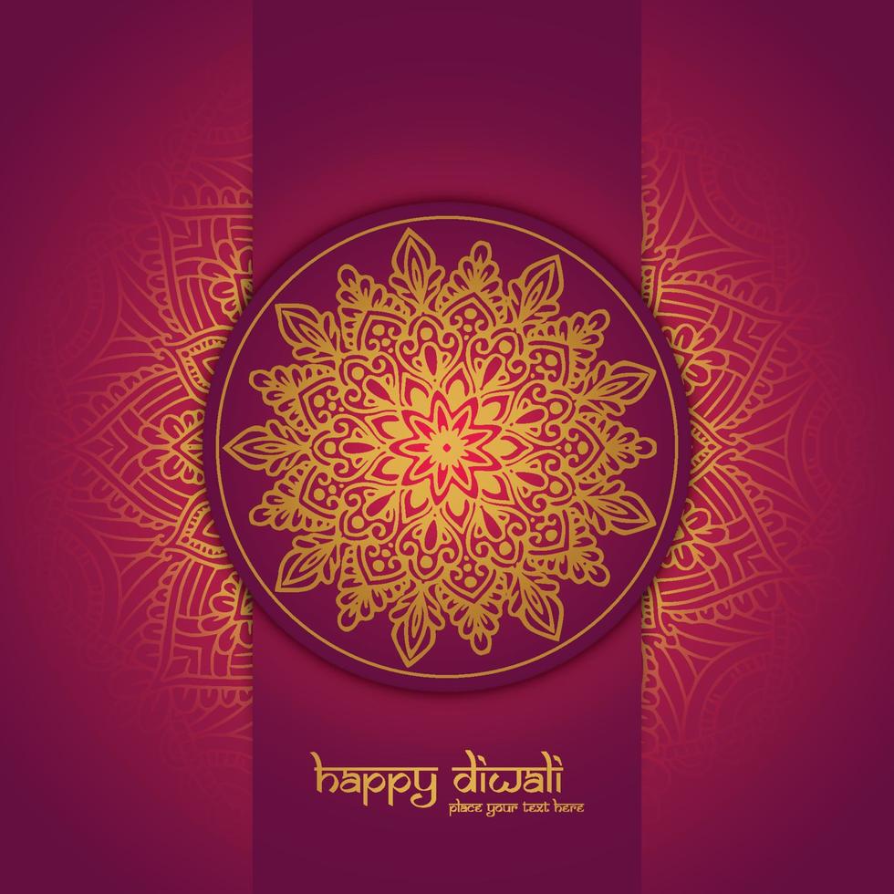 fondo de mandala de diwali feliz dorado étnico de lujo moderno vector