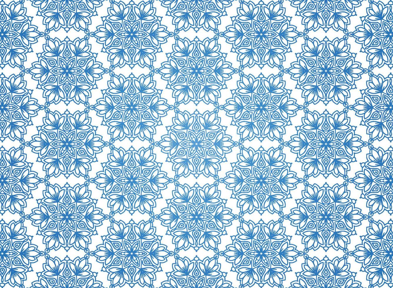 Ethnic decorative blue mandala pattern on white background vector