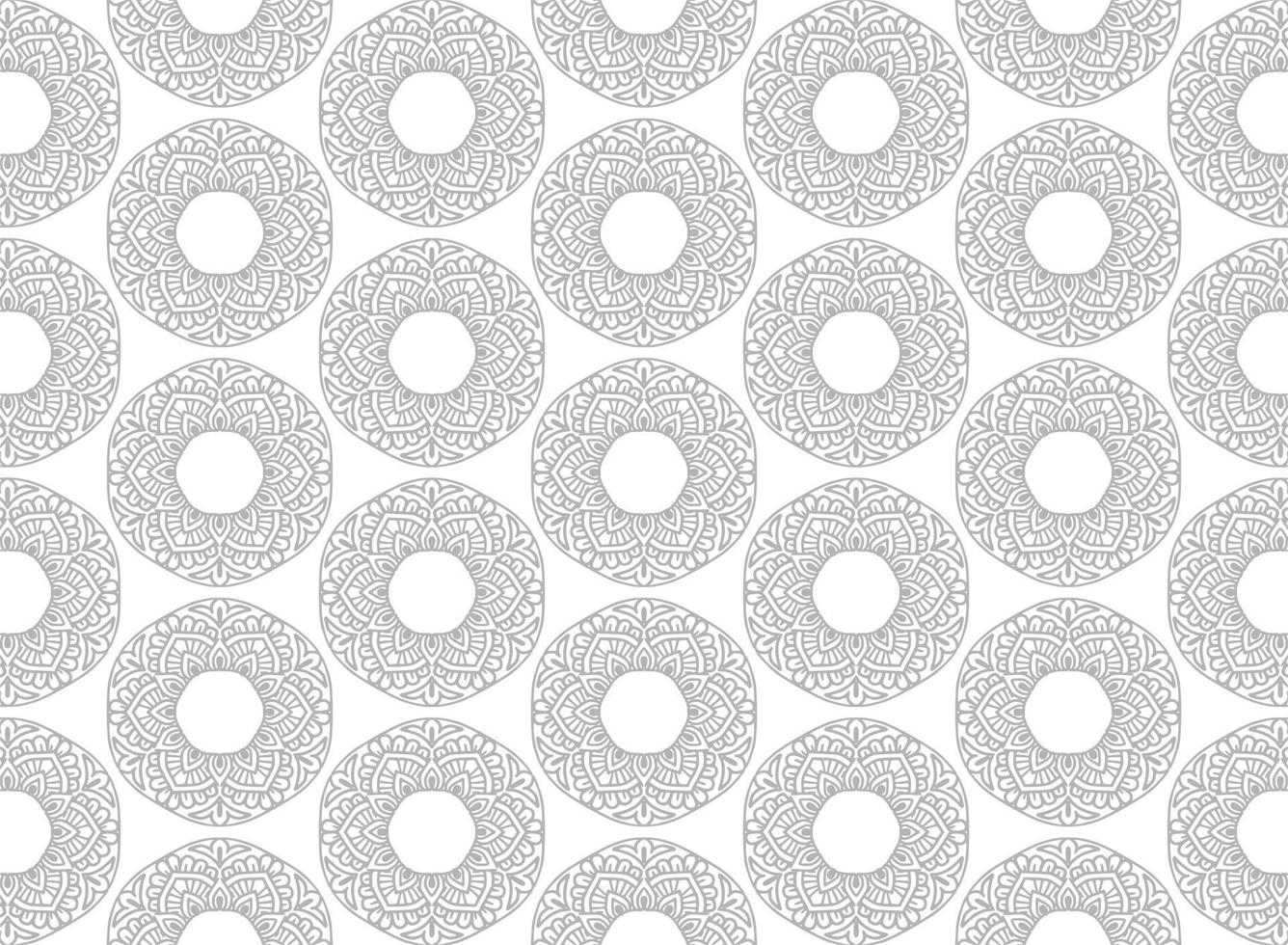 Ethnic decorative gray floral mandala pattern on white background vector